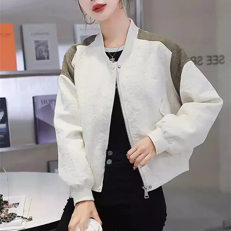 Short Standing Neck Embroidered Baseball Suit for Women With Small Stature 2024 Spring and Autumn New Korean Loose Casual Jacket