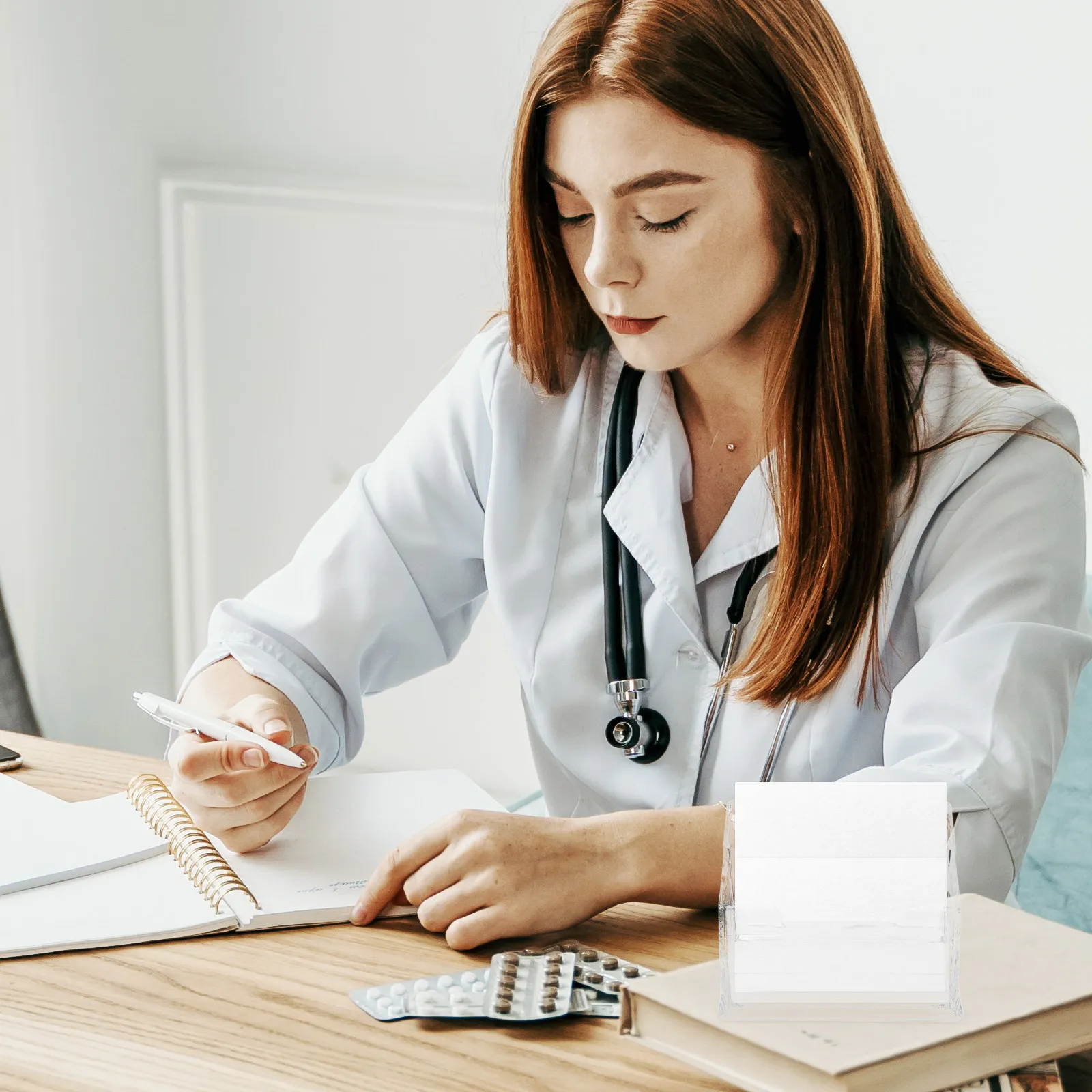 명함 홀더 데스크탑 투명 두꺼운 베이스 명함 디스플레이 스탠드 사무실 정리함 엽서 디스플레이 스탠드