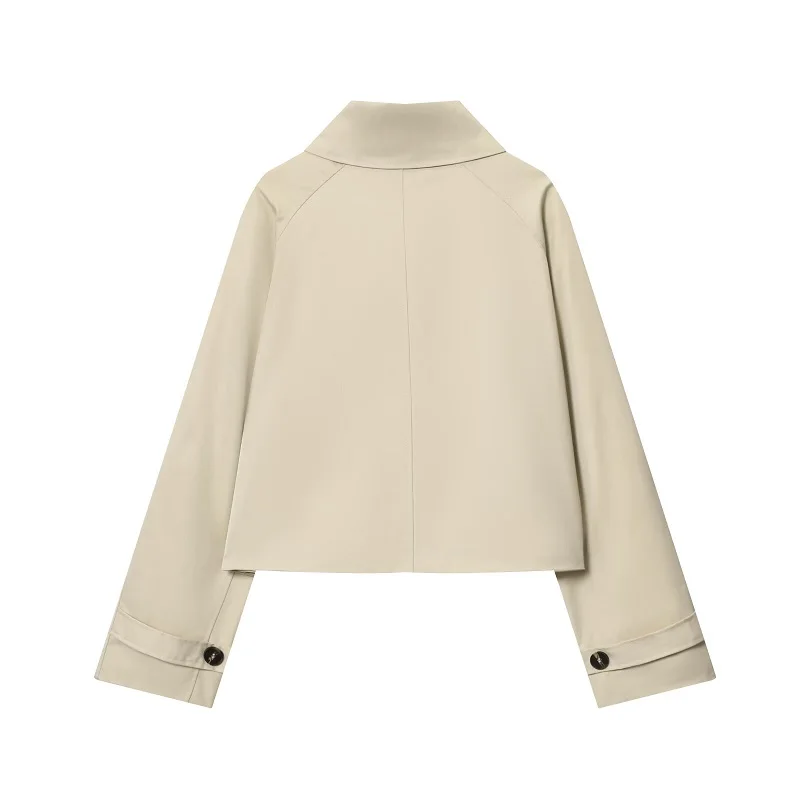 MUJER Women's Trench Coat Cropped Demi-season Jacket for Women Outerwears Short Women's Windbreaker Button Outdoor Coats Ladies - 4