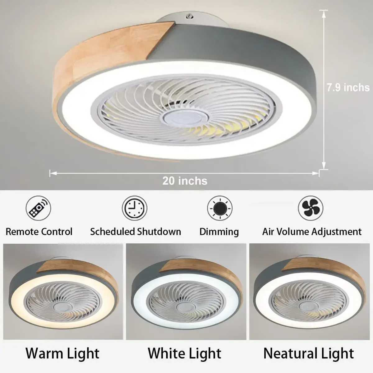 6 Speeds Living Room Bladeless Smart APP Remote Control Roof Fan Lamp Chandelier Ceiling Fan with Led Light