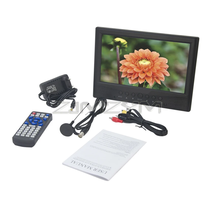 DVB-T2 Portable TV ATSC 9 inch Digital and Analog Television Front Speaker Mini Small Car TV Support USB TF card FM