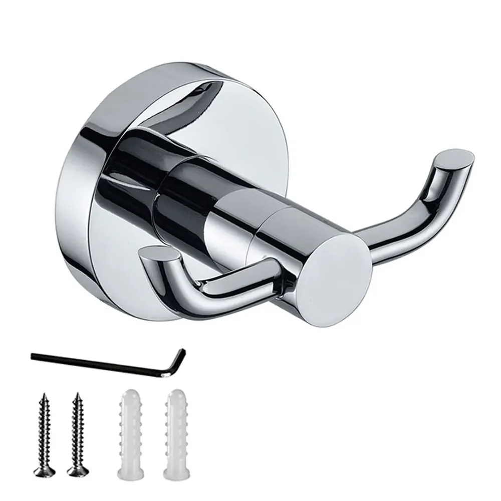 Wall Mounted Round Stainless Steel Coat Hooks, Clothes Hanger, Non-slip, Robe Holder, Dual Coat Rack, Heavy Duty