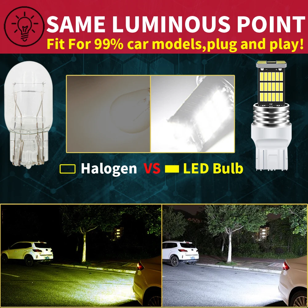 Super Bright LED Reverse & Daytime Running Light Bulbs - 6000K White, Pack of 2
