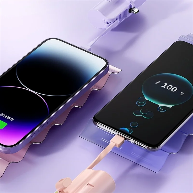Mini Banco de Potência com Cabo Incorporado Carregador Rápido Bateria Sobresselente Externa Portátil Pequeno Powerbank para Iphone Xiaomi Samsung 5000mah - Image 6