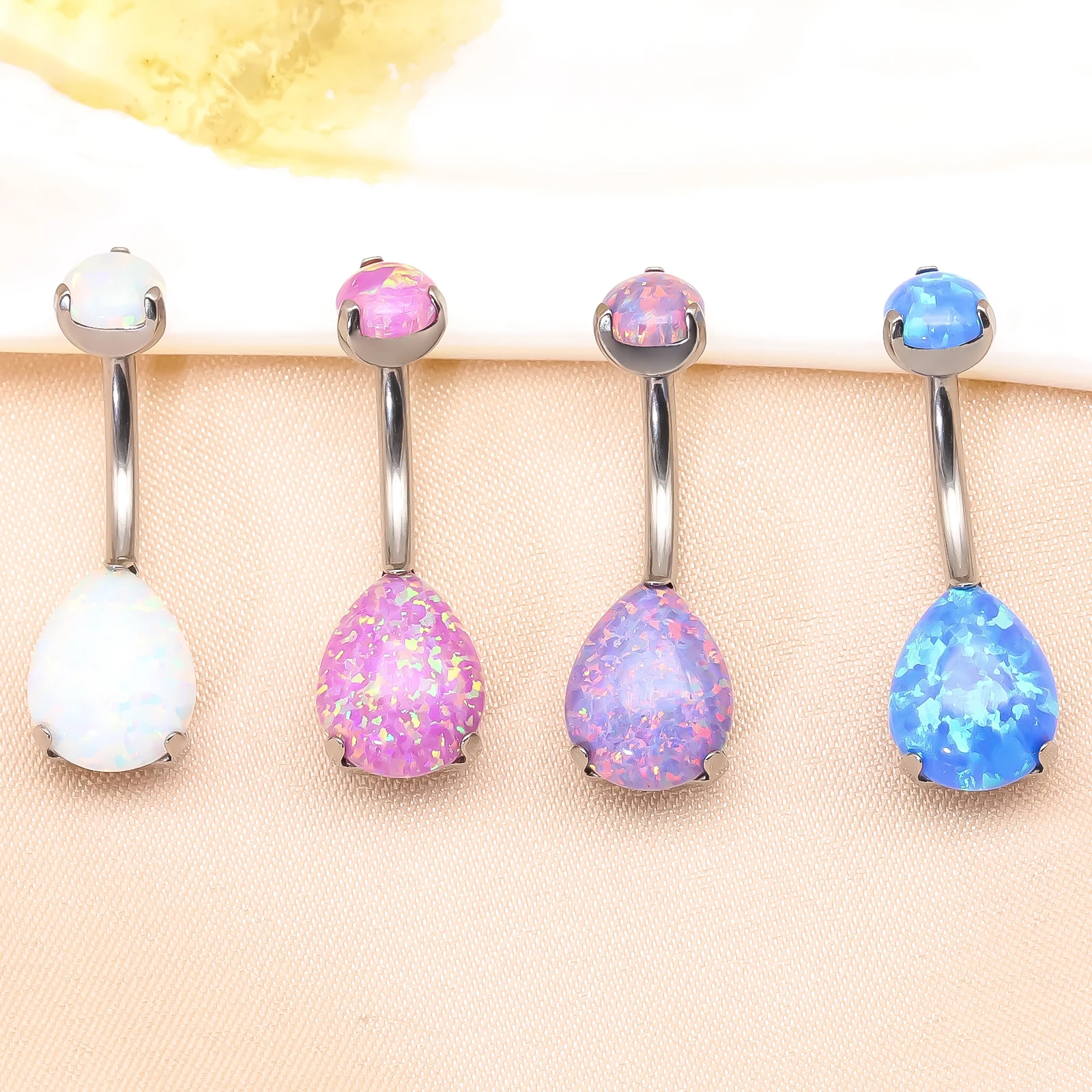 

1PC G23 Titanium Piercing Opal Navel Belly Button Rings Navel Piercing For women Fashion Style Grade Implante Body Jewelry 14G