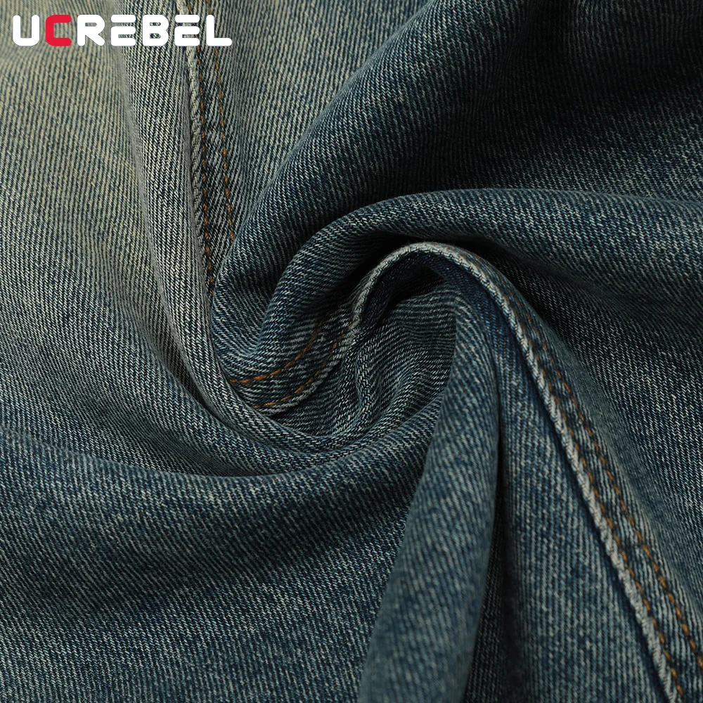 Spliced Wide Leg Jeans Mens Washed Distressed Retro High Street Loose Denim Pants Baggy Trousers Men 6