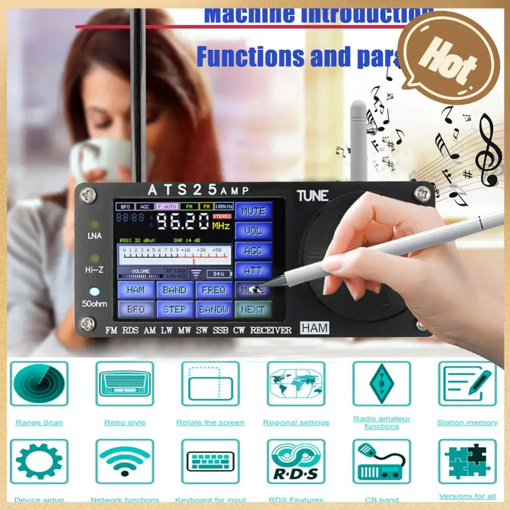 

ATS25AMP Full-band Radio Firmwa 4.17 RDS Portable Shortwave Radio with Spectrum Scanning Network WIFI Configuration DSP Receiver