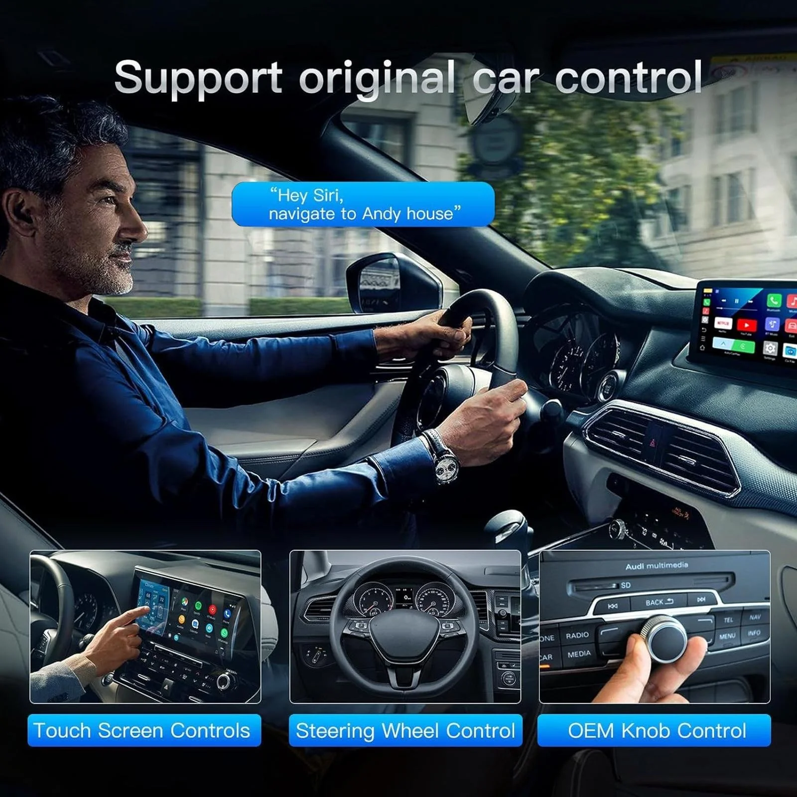 무선 CarPlay 어댑터 USB 동글 안드로이드 오토 호환 무선 오디오 비디오 어댑터