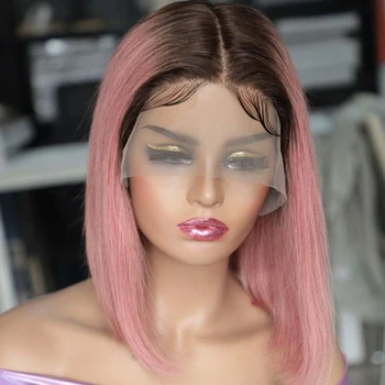 Ombre Pink Bob Wig Straight Lace Front Human Hair Wigs For Women Short Bob Transparent Lace Wig Bleached Knots Pre Plucked Ombre Pink Bob Wig Straight Lace Front Human Hair Wigs For Women Short Bob Transparent Lace.jpg