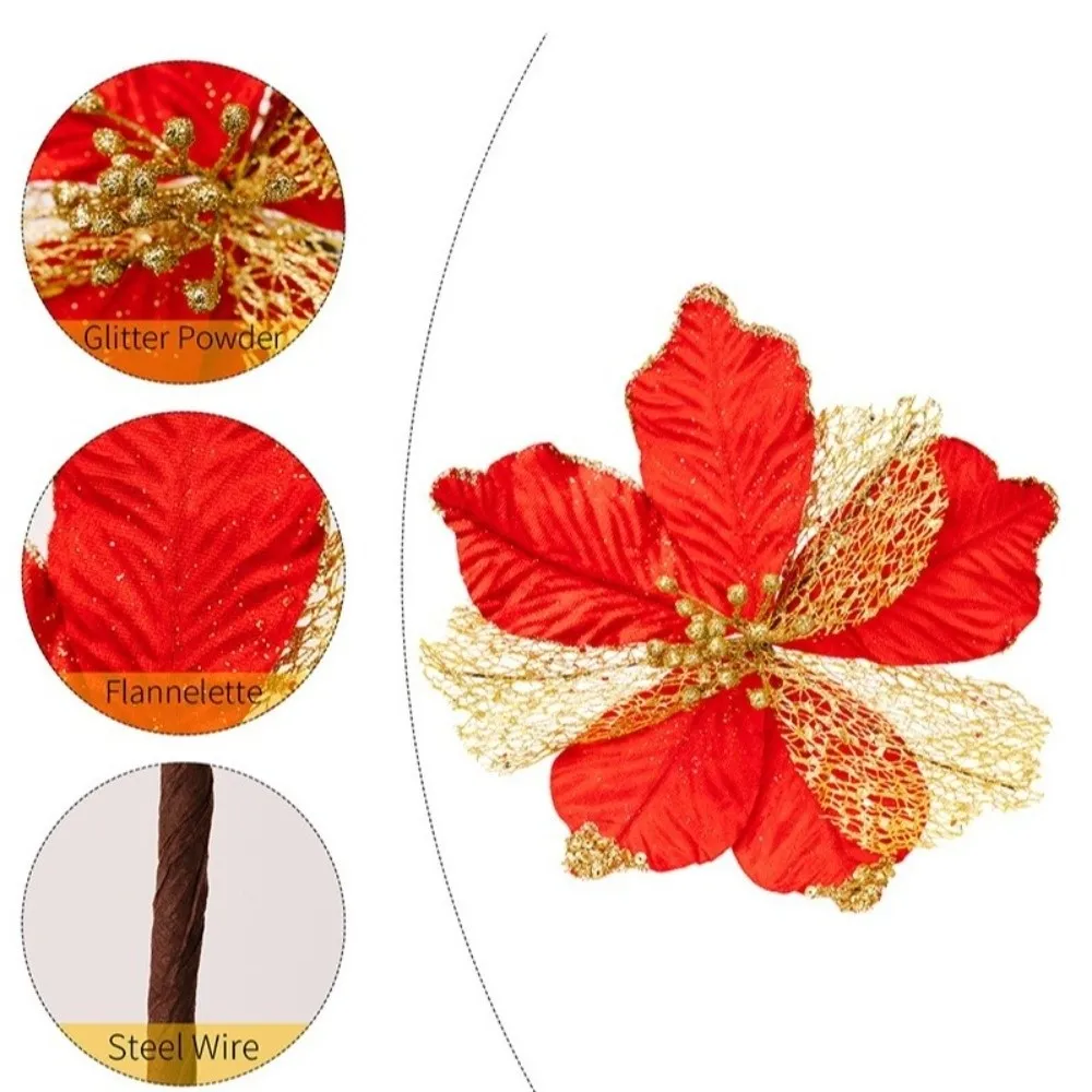 Maple Leaf Shaped Simulated Christmas Flowers Realistic Luxury Faux Christmas Flower Handmade Eternal Flower Holiday Decor