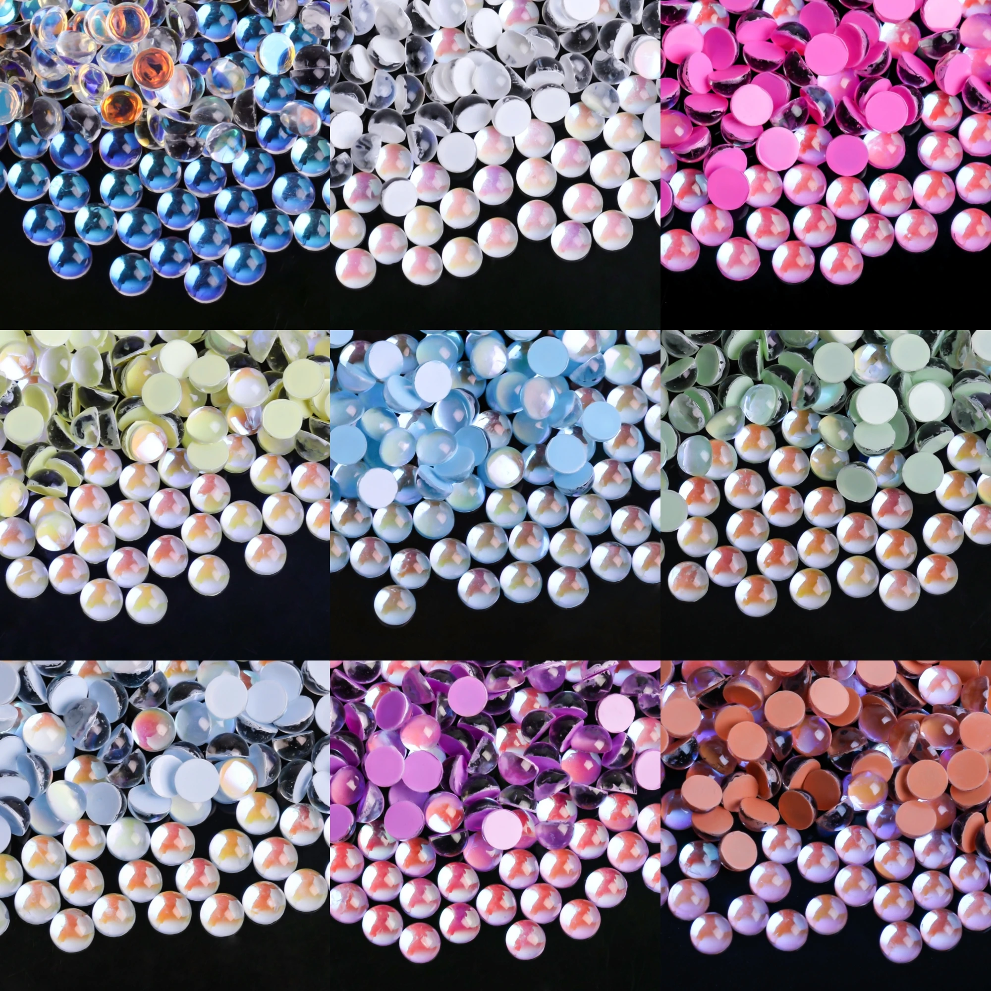 Aaaa aurora magische Farbe glänzendes Glas halbkugel förmige Meerjungfrau Perlen nicht Hotfix Kleber auf Strass Nail Art Kleidungs stück Dekorationen – Detail 1