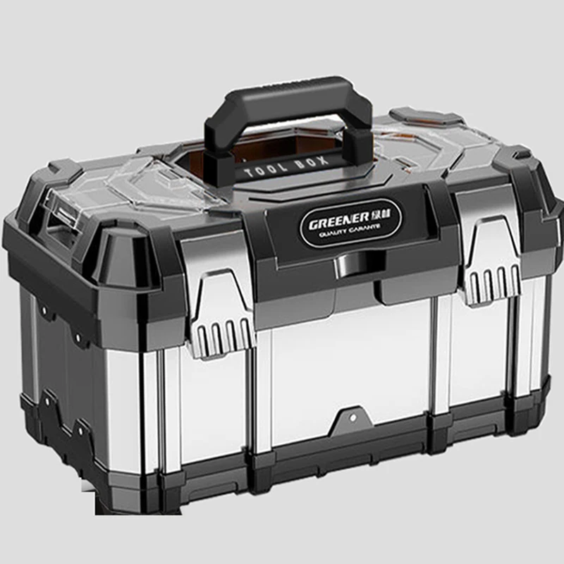 

Large Capacity Tool Box Stainless Steel Professional Electrician Multi-functional Portable Storage Wear-resistant Empty Tool Box