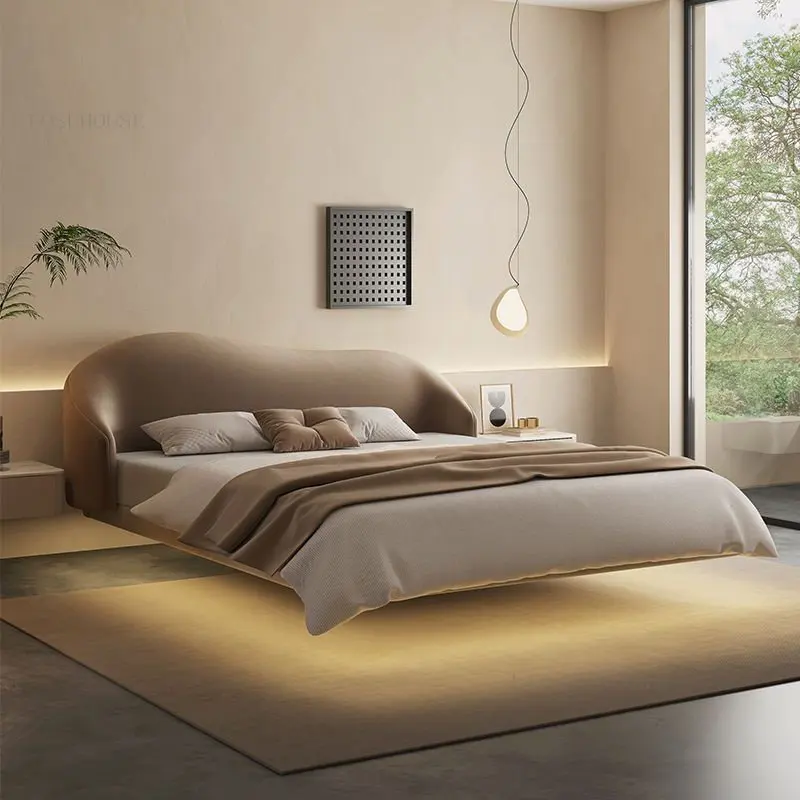 Modern Minimalist Fabric Suspended Bed Frame Bedroom Furniture Light Luxury Double Frames Master Bedroom Bedstead - AliExpress