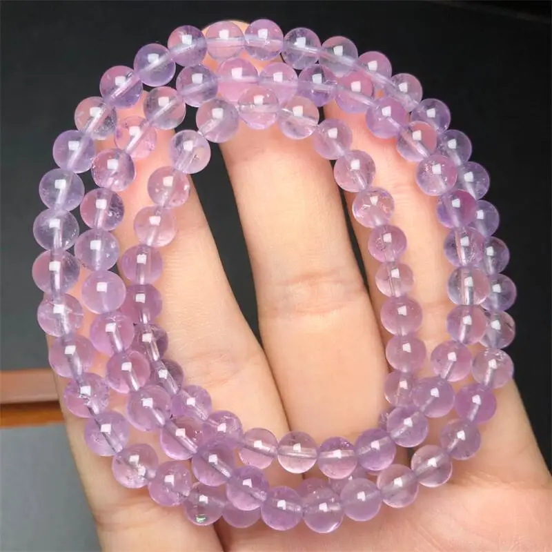 

6MM Natural Lavender Amethyst Triple Circle Bracelet Fashion Personalized Men Women Holiday Gifts 1PCS