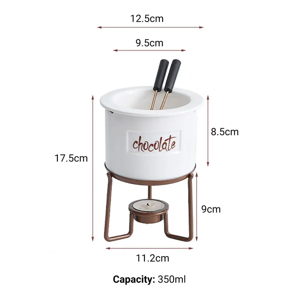 1 Set 350ml Chocolate Melting Pot Detachable Non-stick Food Melt Fondue Metal Anti-scalding Candy Melting Pot Non-slip Food