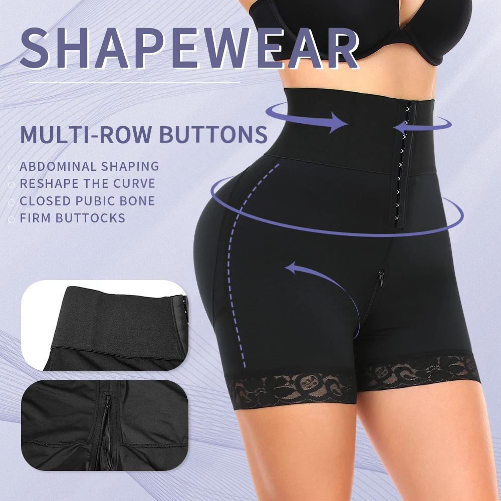 High Waist Boned Shaping Boyshort with Open-Rear-Lift