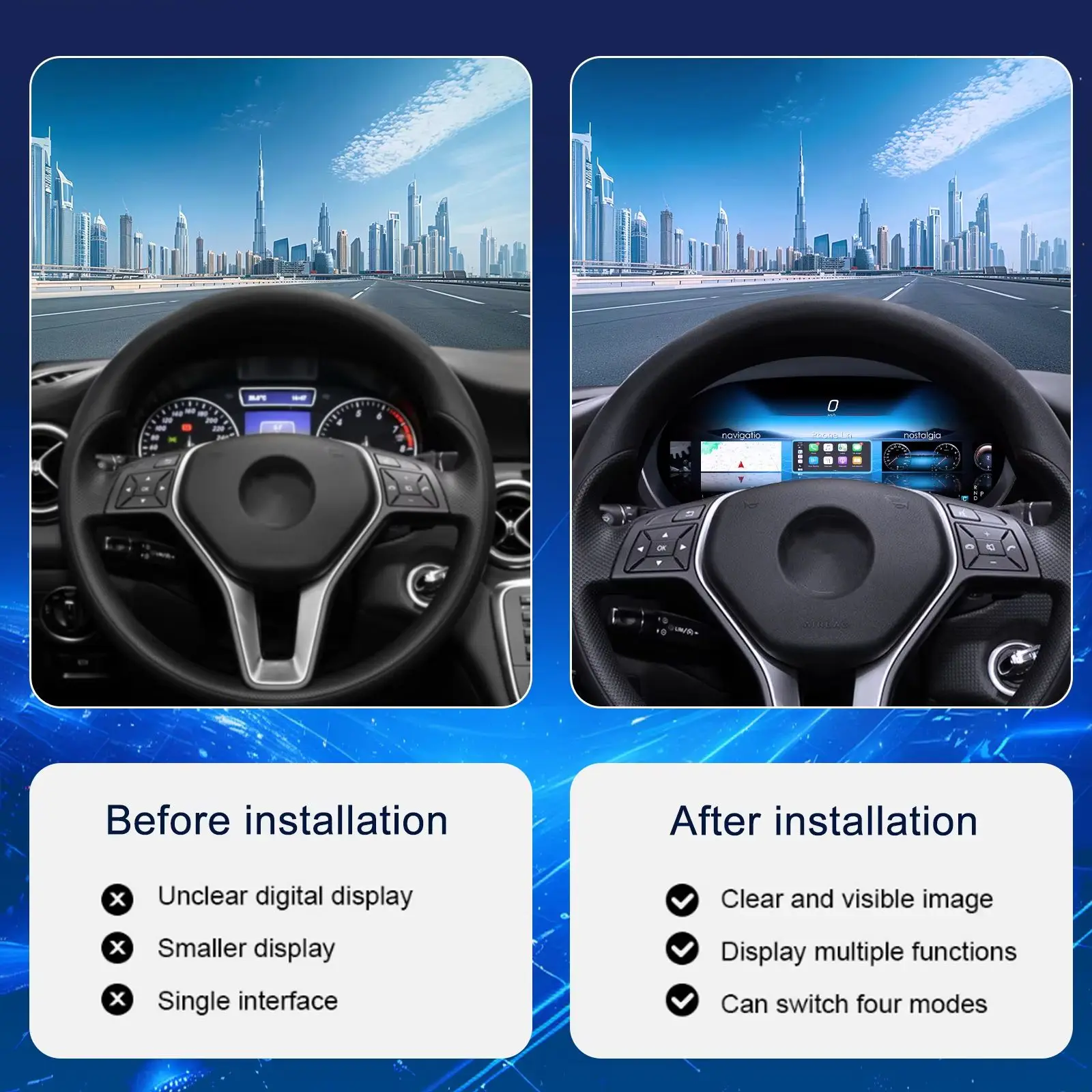 Panel de Instrumentos Digital para Benz CLS C218 W218 Años 2012-2017, Velocímetro Virtual 6