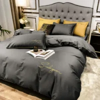 400TC Egyptian Cotton Bedding Set Luxury Full Queen King Size Duvet Cover Bed Sheet Set Pillowcase Bed Linen Nordic Simple Style 2