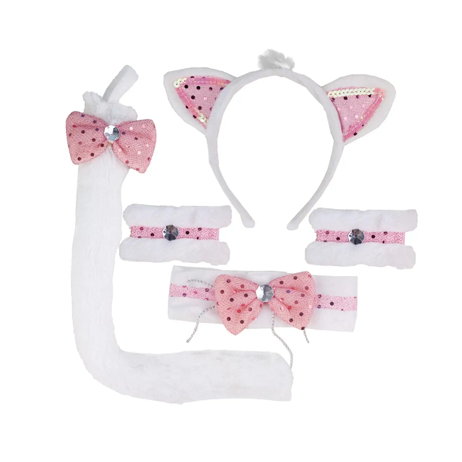 

Cat Ears Headband and Long Tail Cosplay Headdress Fancy Dress Animal Headband for Women Girls Dance Prom Carnival Masquerade
