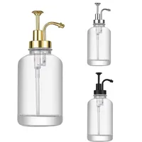 Nouveaux distributeurs de savon en verre de 500 ml, distributeur de savon liquide portable amélioré avec pompe, flacon transparent pour liquides, distributeur de sirop de café 4