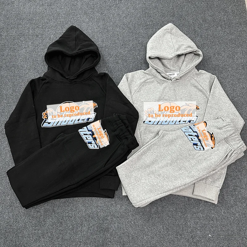 

Вышивка стрелками длинные штаны с капюшоном спортивный костюм-оранжевый логотип хлопок модная мужская стая одежда для улицы комплект пуловера