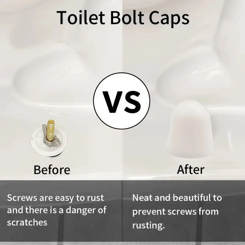 3pcs Universal Toilet Bolt Caps Round Plastic Push-On Toilet Bowl Bolt Caps Covers With Extra Washers For Easy Installation
