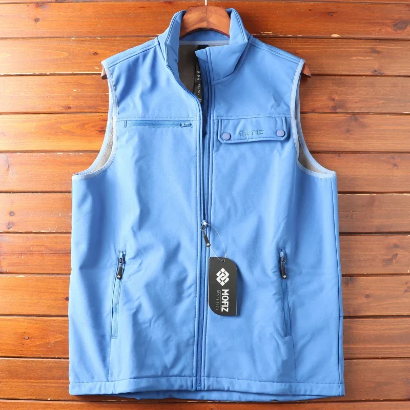 Outdoor Golf Vest Men Lightweight Softshell Fleece-Lined Vest Windproof Sleeveless Jacket for Travel Hiking Running Sports Vests
