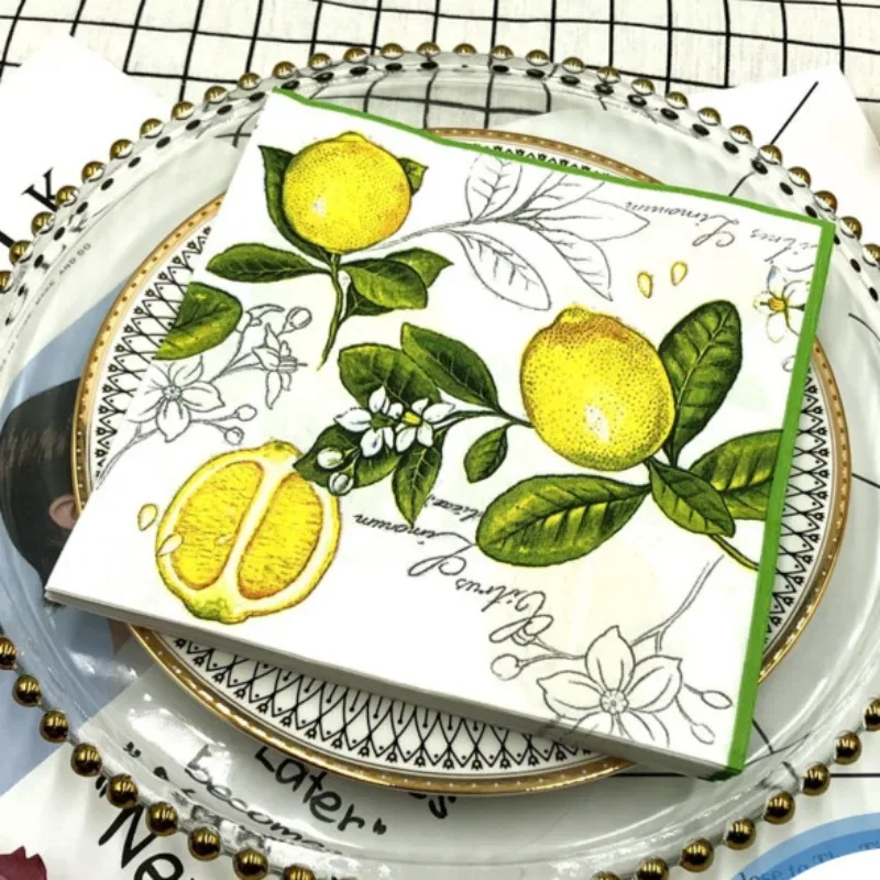 10/20pcs 33*33cm 2-Ply Colourful Wood Pulp Napkins Lemon Style Party Decoration Paper Placemats Butterfly Bart Paper paper napkins disposable paper placemats tissue paper decoration