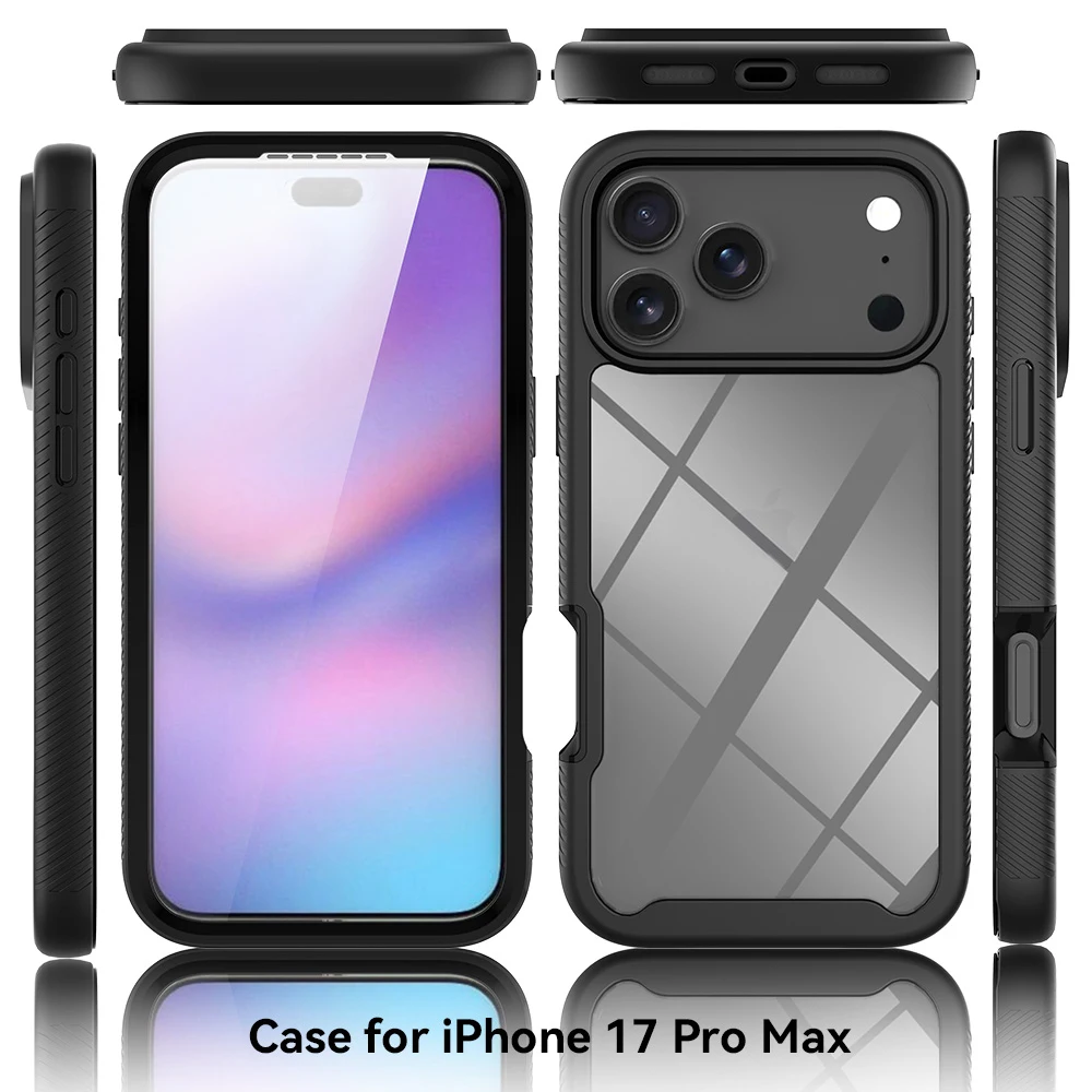 Rugged Hybrid 360 Full Body Case with Screen Protector and Dustproof Transparent Cover