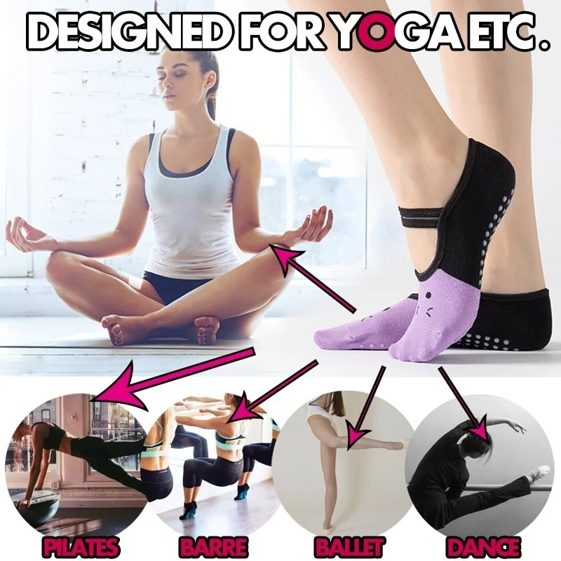 Women High Quality Bandage Yoga Socks Anti-Slip Quick-Dry Damping Pilates Ballet Socks For Men Women Cartoon cat print Socks 6 Sf7c54c13ba454960a0a0117fc88e6d05u