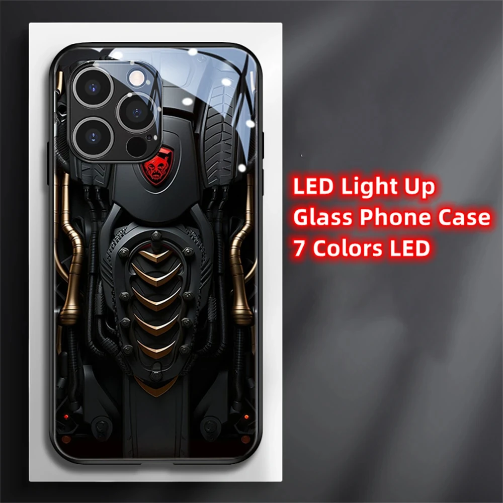 Future Technology Smart LED Light Glow Tempered Glass Case For VIVO IQOO 12 11 10 9 8 Pro X100 X90 X80 X70 X60 X50 Pro Plus