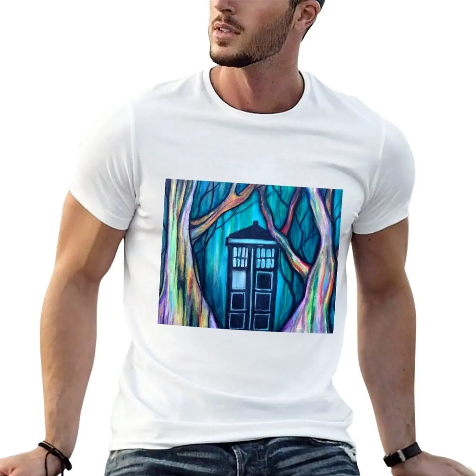 T-Shirt Tardis Arcobaleno Abbigliamento Estetico Sudore Taglie Forti Maglietta Da Uomo Grafica