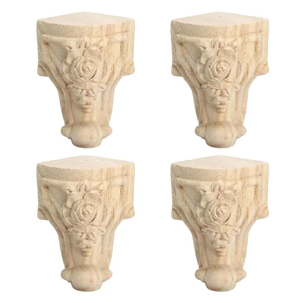 

4pcs/set Coffee Table Home Accessories Wardrobe Chairs Wood Carved Sofa Feet Decoration TV Cabinet Furniture Leg European Style