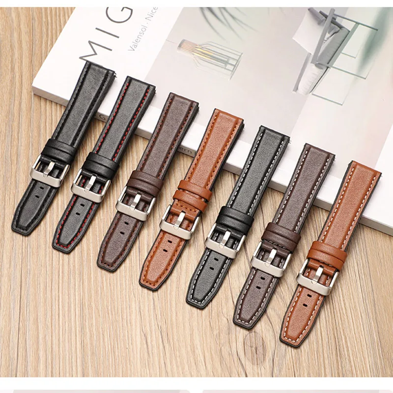 Premium Leather Watch Strap, Universal Fit 20mm/22mm Wristband Bracelet
