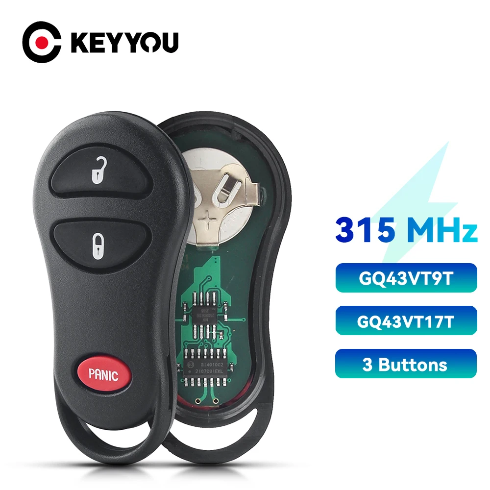 KEYYOU GQ43VT17T GQ43VT9T 3 кнопки 315 МГц Автомобильный пульт дистанционного управления для