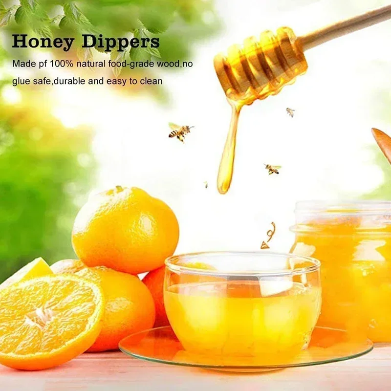 Wooden Spoon 20pcs Honey Stir Bar Mixing Handle Jar Spoon Honey Kitchen Accessories