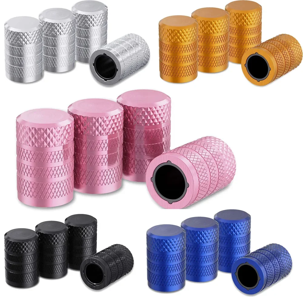 Premium Aluminum Tire Valve Stem Caps - Set of 4 - Corrosion Resistant Covers