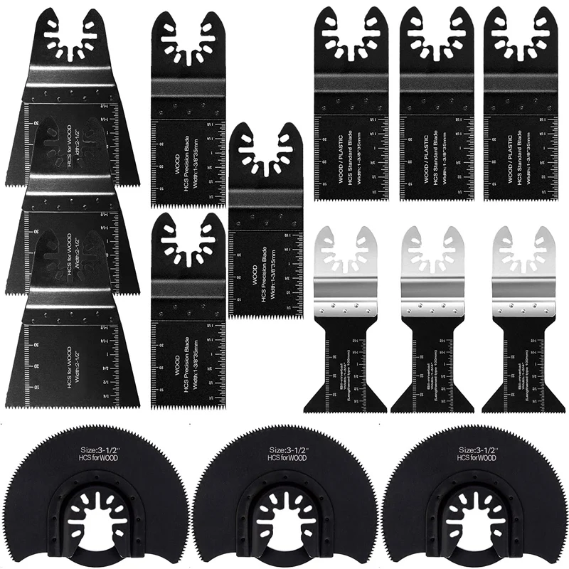 

15Pcs Oscillating Multi Tool Saw Blades Kit Set For Wood Plastic Soft Metal Cutting Quick Release Saw Blades