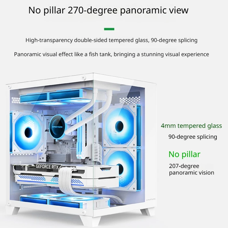G-PARTNERS 신루이 X1 PC 케이스 M-ATX 미니-ITX A-필러 없는 파노라마 바다 전망룸 240 수냉식 미니 파노라마 컴퓨터 케이스