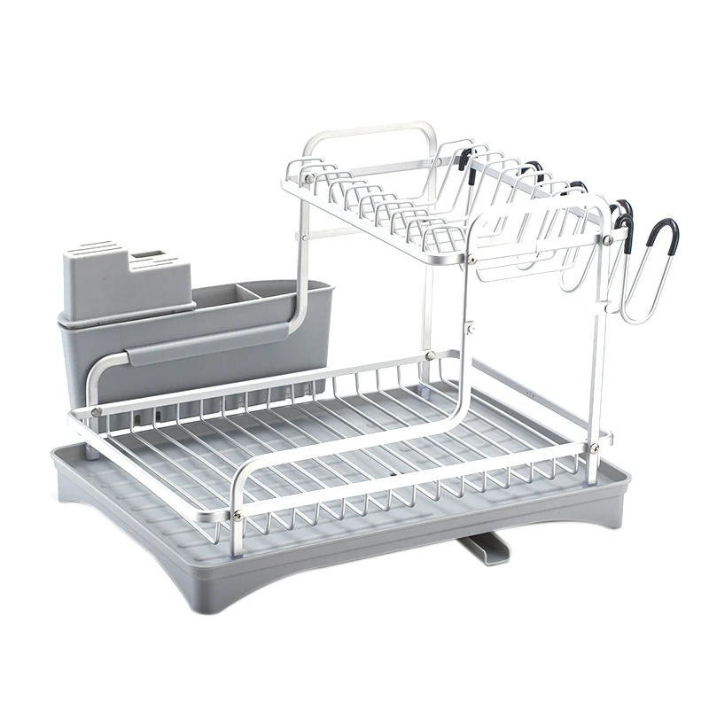 

Aluminium Dish Drying Rack Kitchen Organizer Drainer Plate Holder Cutlery Storage Shelf Sink Accessories Drain Stand