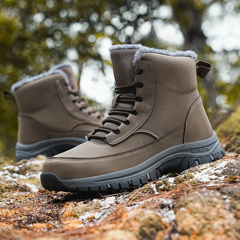 Outdoor Snow Men Boots  Waterproof, Insulated, and Slip-Resistant Winter Footwear for Cold Weather Adventures.