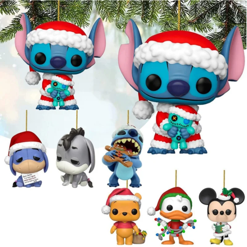 

Disney Princess Pendant Stitch Donald Duck Mickey Pooh Bear Jasmine Belle Cinderella Christmas Tree-Pendant Acrylic Decoration