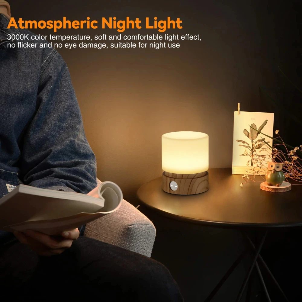 Luce Notturna Per Bambini A Forma Di Go-Kart – LED 7 Colori, Legno Naturale, Ricaricabile USB, Colore Arancione