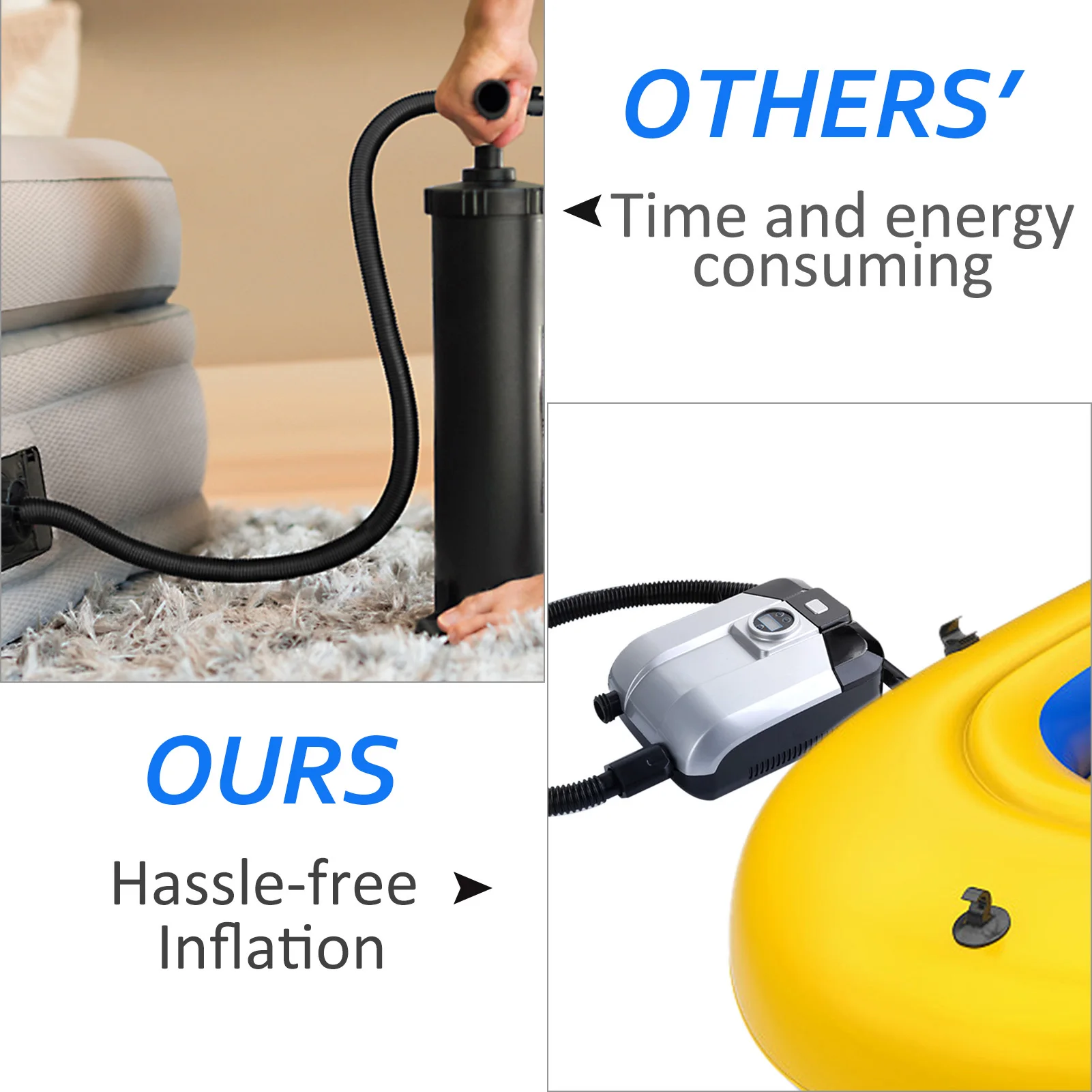 Inflatable Pump Electric Air Mattress Camping Pump Portable Quick Filling For Car Home Use EU Plug