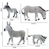 Simulation Grey Donkey Model Cute Animals Toy Action Figures Farm Pasture Plastic Figurines Decorations Collection Children Gift 6