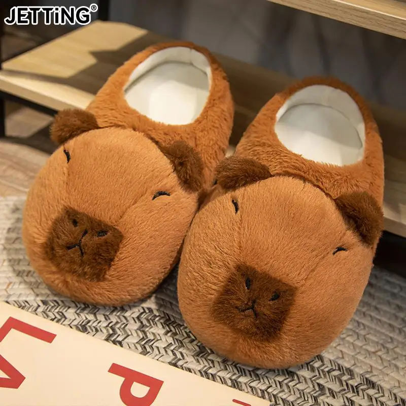 

Cute Cartoon Capybara Warm Slippers Lovely Plush Shoes Soft Non-slip Home Slipper For Winter Indoor Warm Slipper