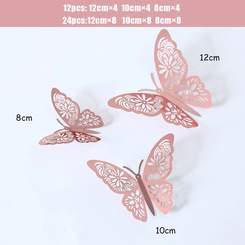 Calcomanías Mariposas Colores Decoraciones De Mariposa 3D - 24 Piezas Rosa Para Pared Con Cinta Doble Cara - Fiestas Y Cumpleaños Decoración Mariposas Pared