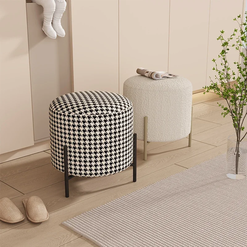 

Ins Home Small Round Stool Clothing Store Fitting Room Rest Stool Entrance Door Shoe Changing Stool Living Room Short Chair