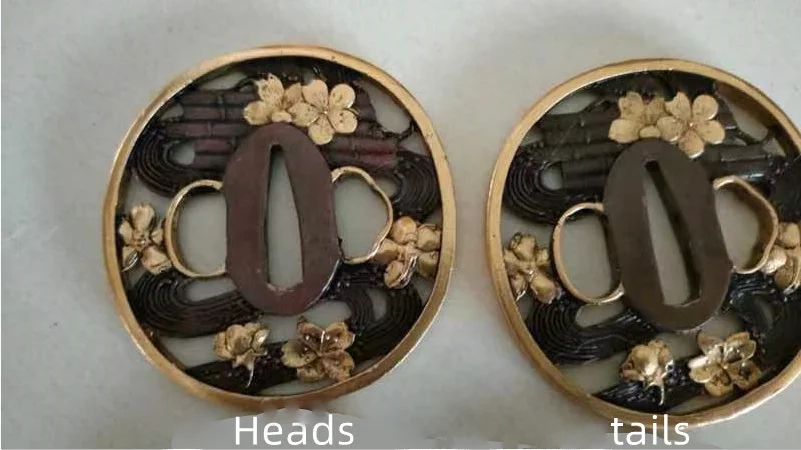 

Hige gold Flower Copper tsuba For Japanese KATANA WAKIZASHI TANTO