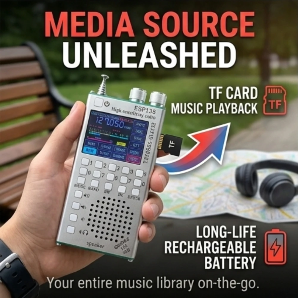 2-in-1 휴대용 라디오 ESP138 SI4732 TEF6686 풀 밴드 수신기 FM AM SSB 항공 밴드 블루투스 DSP 포켓 라디오 (야외용)